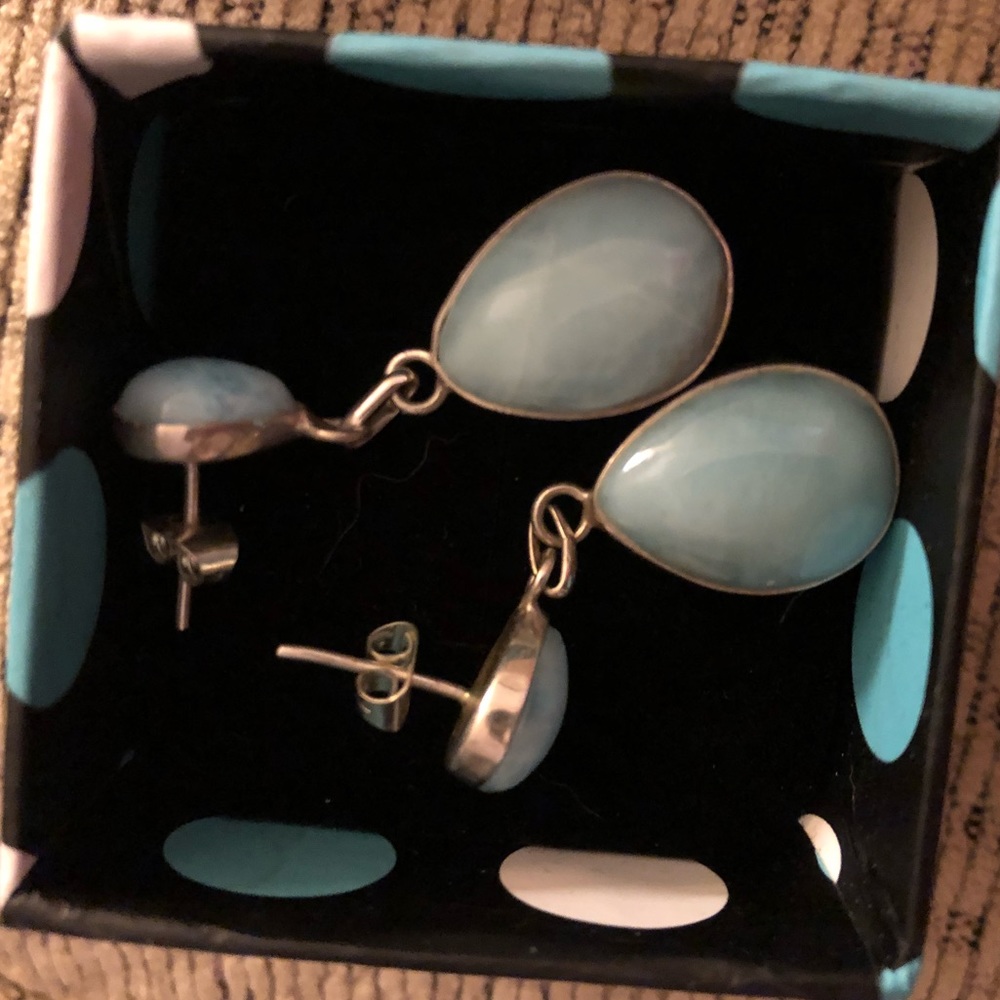 Larimar and silver earrings